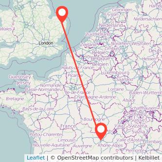 Lyon Norwich train map