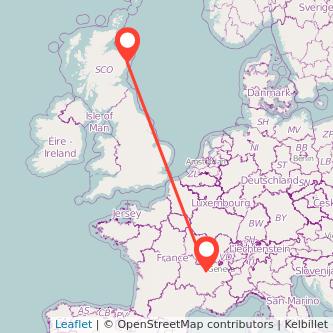 Lyon Aberdeen train map