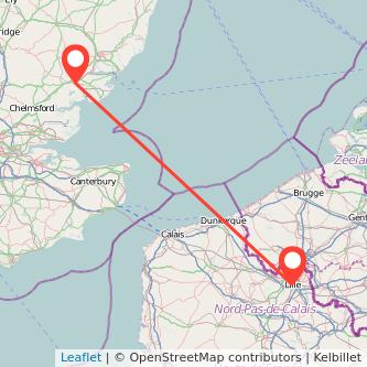 Lille Colchester train map