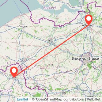 Lille Antwerp train map