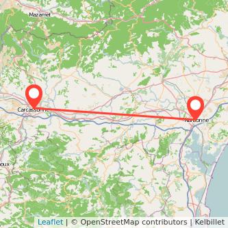 Mapa del viaje Carcasona Narbonne en tren