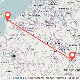 Calais Strasbourg bus map