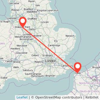 Calais Stoke-on-Trent bus map