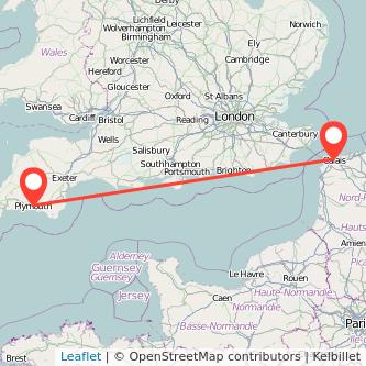 Calais Plymouth bus map