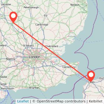 Calais Northampton bus map