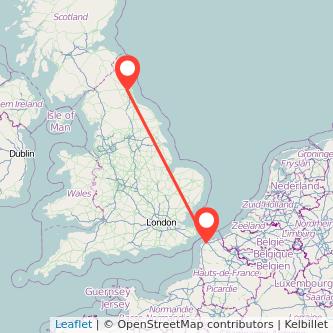 Calais Newcastle upon Tyne bus map