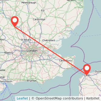 Calais Milton Keynes bus map