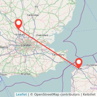 Calais Luton train map