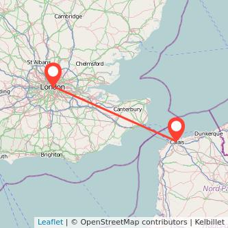 Calais London bus map