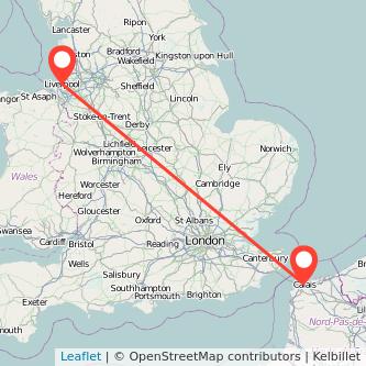 Calais Liverpool bus map