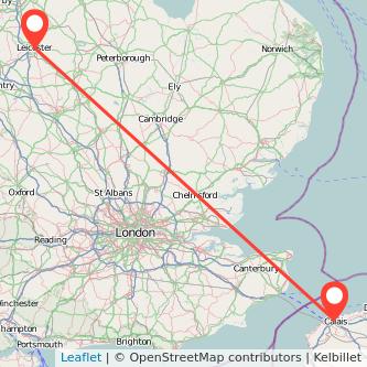 Calais Leicester bus map