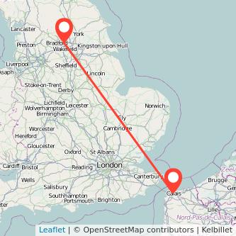 Calais Leeds train map