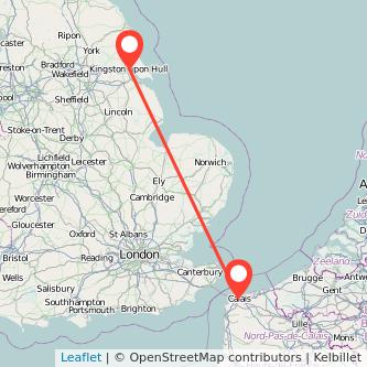 Calais Hull train map