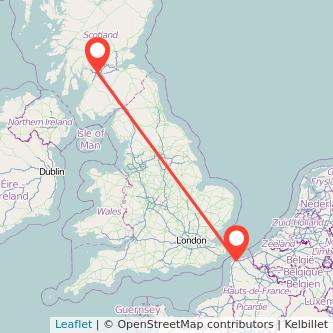 Calais Glasgow bus map