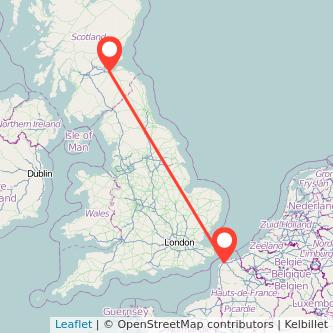 Calais Edinburgh bus map