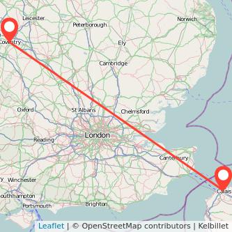 Calais Coventry bus map