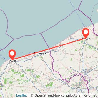 Calais Bruges train map