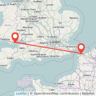 Calais Cardiff bus map