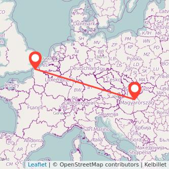 Calais Budapest bus map