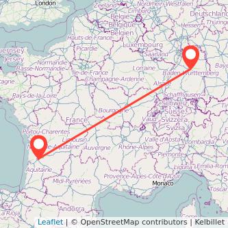 Bordeaux Stuttgart Mitfahrgelegenheit Karte