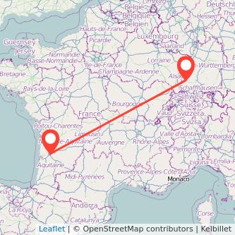 Bordeaux Freiburg im Breisgau Mitfahrgelegenheit Karte