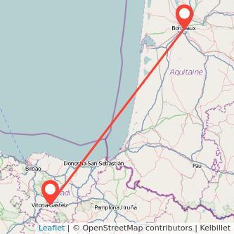 Mapa del viaje Burdeos Vitoria-Gasteiz en bus