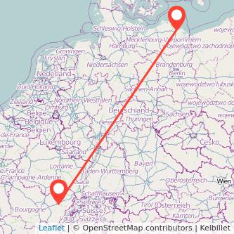 Besançon Greifswald Bahn Karte