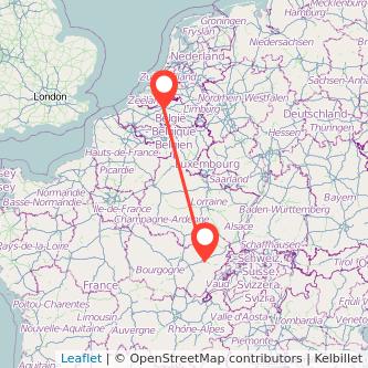 Besançon Antwerpen Bahn Karte