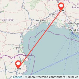 Mapa del viaje Avignon Girona en tren