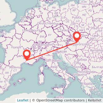 Avignon Budapest bus map