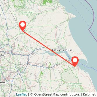 York Grimsby train map