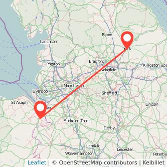 York Wrexham train map