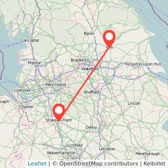 York Stoke-on-Trent train map