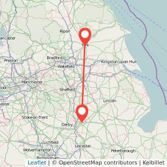 York Nottingham train map