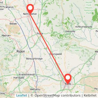 York Northallerton train map