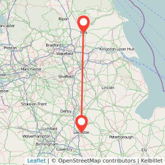 York Leicester train map
