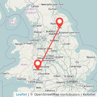 York Hereford train map