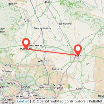 York Harrogate bus map