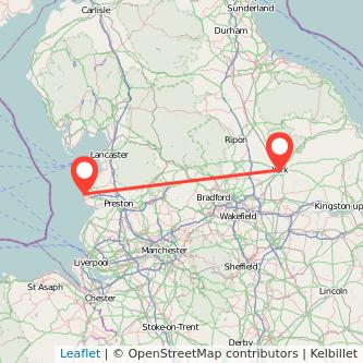 York Blackpool train map