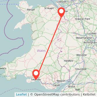 Wrexham Swansea bus map