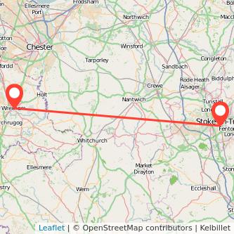 Wrexham Stoke-on-Trent train map