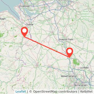 Wrexham Stafford train map