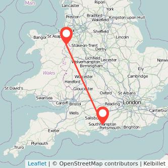 Wrexham Southampton train map