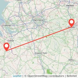 Wrexham Sheffield train map