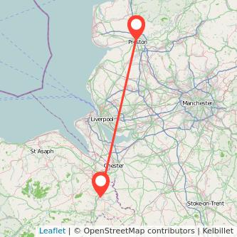 Wrexham Preston train map