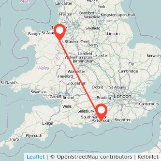 Wrexham Portsmouth train map