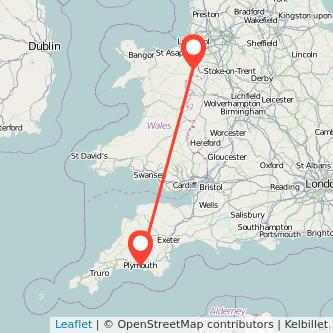 Wrexham Plymouth train map