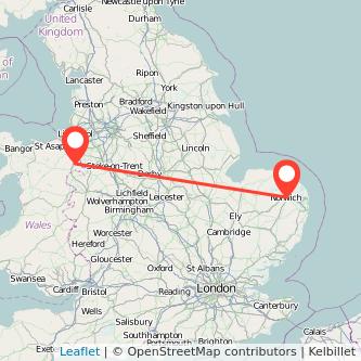 Wrexham Norwich train map