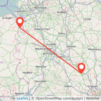 Wrexham Milton Keynes train map