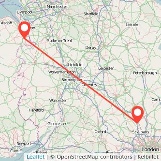 Wrexham Luton train map